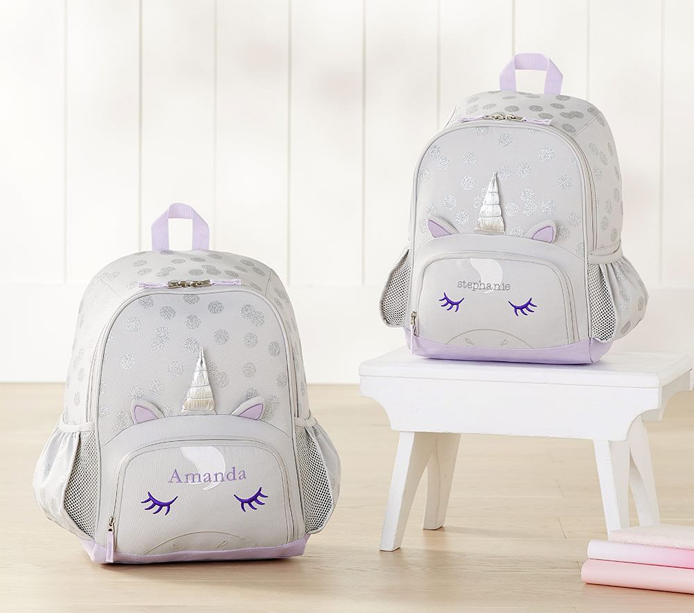 Mackenzie Critter Grey Unicorn Backpack